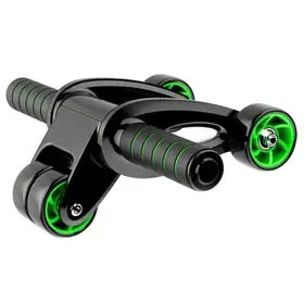 Folding abdominal wheel with green accents, designed for Health and Fitness core strength and stability training. Visit waiteandsea.com.au