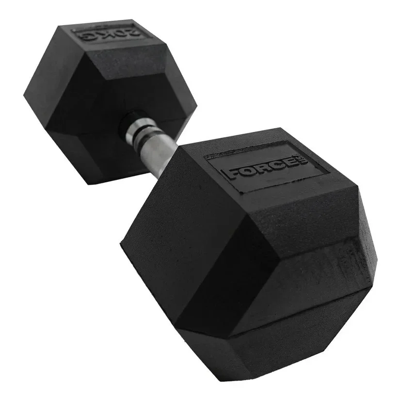 FORCE USA hex dumbbell with a durable rubber coating and ergonomic handle for strength training. Visit waiteandsea.com.au.