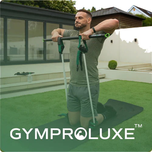 GYMPROLUXE logo with a sleek design and a green stylised icon integrated into the lettering.