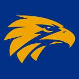 "The official West Coast Eagles AFL logo featuring a bold gold eagle’s head on a blue background, symbolising the team’s power and determination."