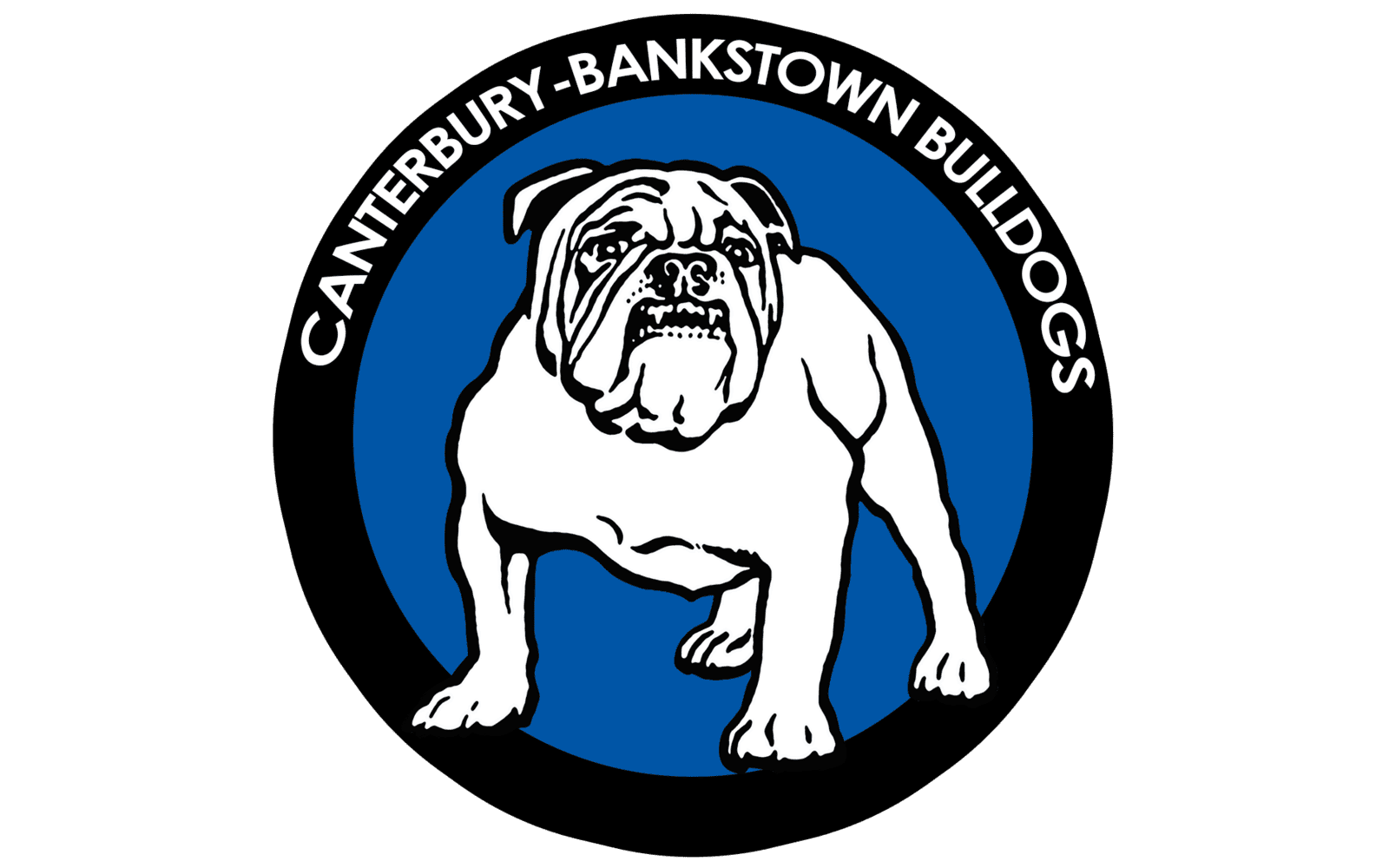 "The official Canterbury-Bankstown Bulldogs NRL logo featuring a fierce white bulldog inside a blue and black circular emblem."