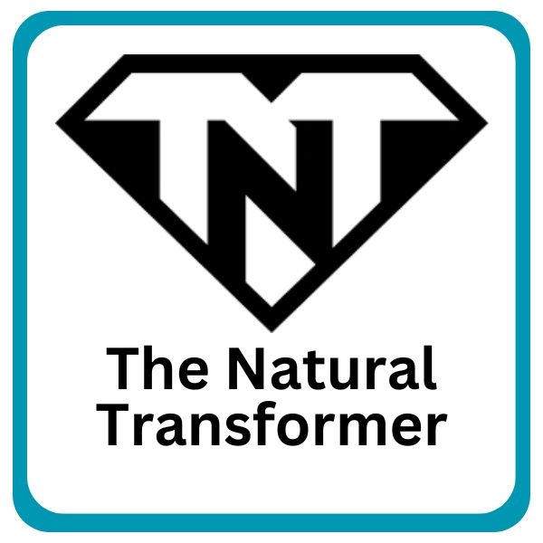 "The Natural Transformer logo featuring a bold 'TNT' symbol inside a diamond shape, with the brand name written below in clean black text."