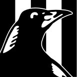 The official Collingwood Football Club AFL logo featuring a bold black and white magpie, symbolising the team's heritage and resilience.