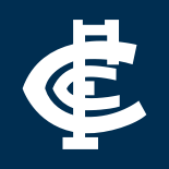 The official Carlton Football Club AFL logo featuring the iconic white monogram on a navy blue background, representing the team’s legacy and pride.