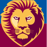 The official Brisbane Lions AFL logo featuring a bold and majestic lion in maroon and gold, symbolising the team’s strength and pride.