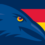 The official Adelaide Crows AFL logo featuring a stylized blue crow with red and yellow accents, symbolizing the team’s spirit and identity.