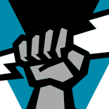 "The official Port Adelaide Football Club AFL logo featuring a powerful clenched fist holding a lightning bolt, symbolising the team’s strength and determination."