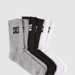 DC Shoes accessory pack featuring grey, black, and white socks with the iconic DC logo. Perfect for active lifestyles and health and fitness enthusiasts. Available at www.waiteandsea.com.au.
