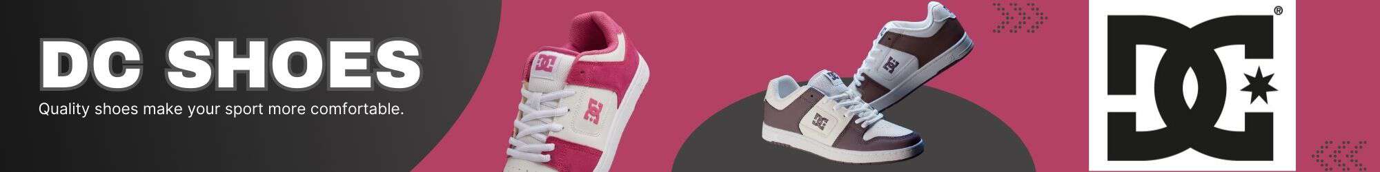 DC Shoes banner showcasing quality sports footwear for enhanced comfort, performance, and support in health and fitness activities. Available now at www.waiteandsea.com.au.