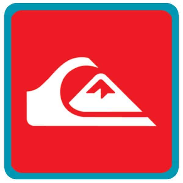 Quiksilver logo in red and white, representing a leading surf and lifestyle brand. Explore Quiksilver’s products at www.waiteandsea.com.au.