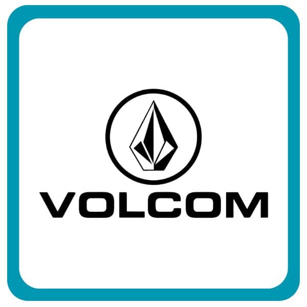Volcom logo in black and white, symbolising a leading brand in action sports, surfwear, and streetwear. Shop Volcom at www.waiteandsea.com.au.