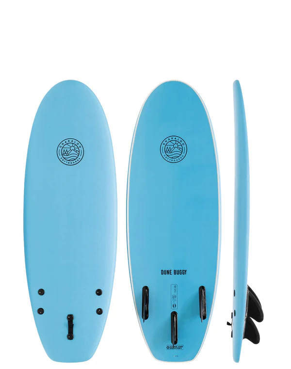 Gnaraloo Dune Buggy surfboard in blue, designed for beginners and small wave riding. Shop at www.waiteandsea.com.au.