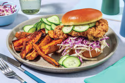 HelloFresh Southern Fried Chicken Burger with Crispy Coating and Fresh Ingredients for health and fitness enthusiasts.