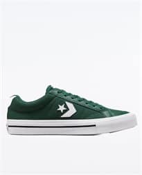 Side view of green Converse Star shoes with sleek design, perfect for health and fitness lifestyle.