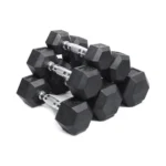 Set of hexagonal dumbbells for strength training and fitness Perfect for home gym setups or professional use Find your fitness essentials at www.waiteandsea.com.au