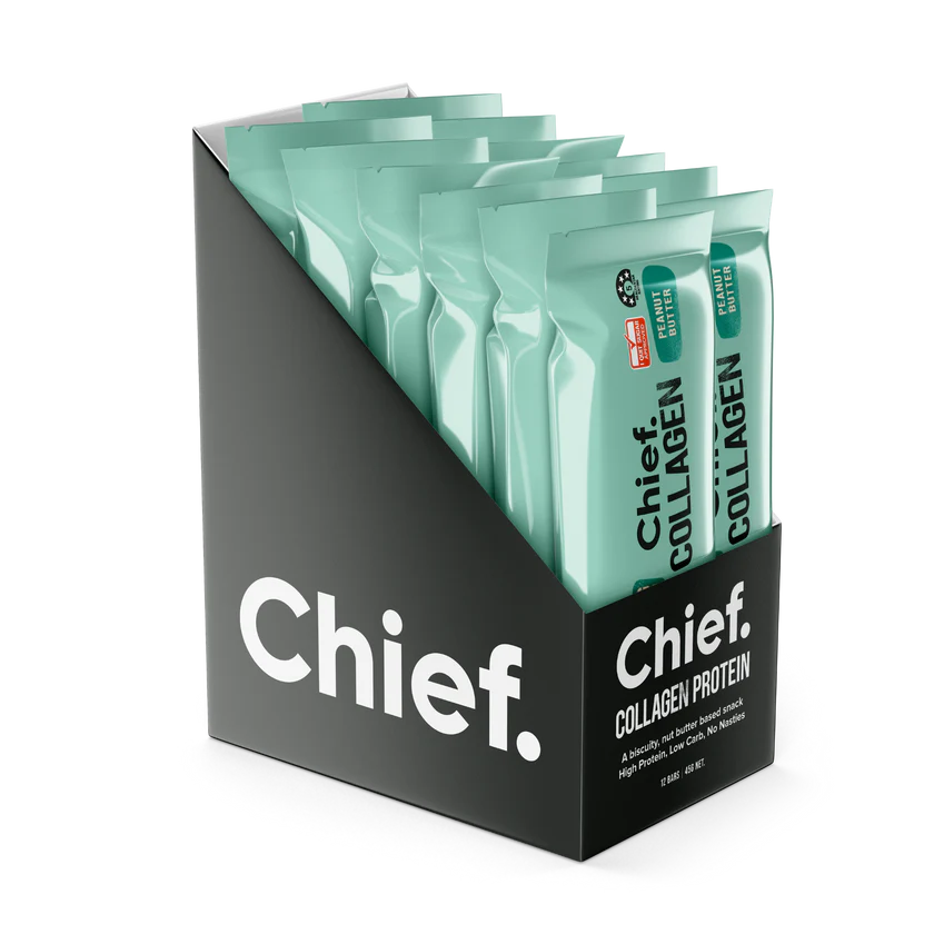 Chief Collagen Protein Bars
Peanut butter flavour, high protein, low carb, and no nasties
Perfect for health and fitness enthusiasts
Visit www.waiteandsea.com.au