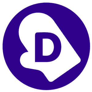 A circular purple logo featuring a stylised oven mitt with a "D" in the centre.