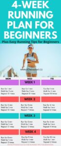 4-week running plan for beginners with easy tips to start running, improve fitness, and build endurance.