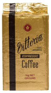Vittoria Espresso Ground Coffee 1kg – a premium 100% Arabica blend with a bold, smooth flavour and rich crema, perfect for espresso machines and home brewing. Available at www.waiteandsea.com.au.