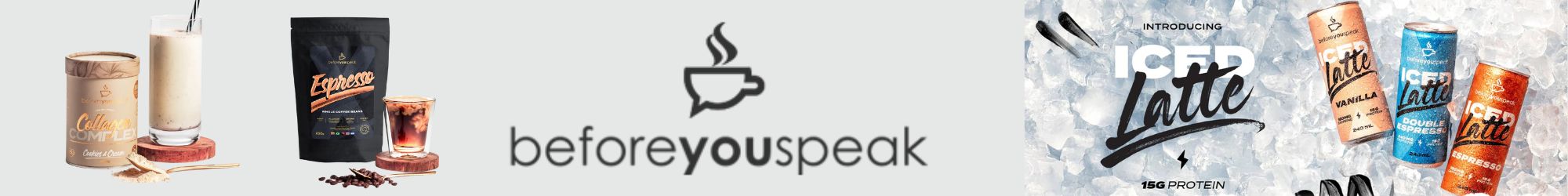 Beforeyouspeak Coffee – premium functional coffee blends including Collagen Complex, Espresso Beans, and Iced Latte. Crafted for energy, focus, and wellness. Available now at www.waiteandsea.com.au.