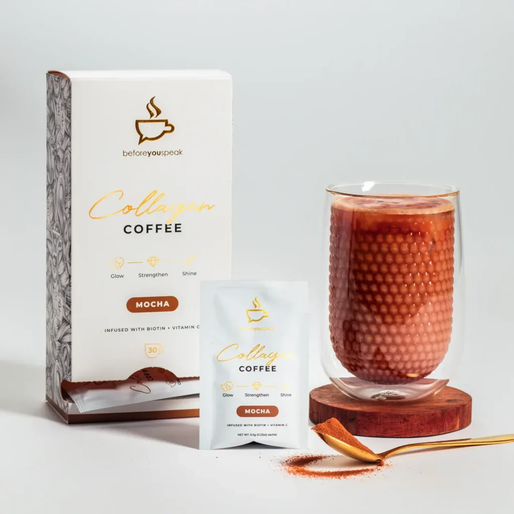Beforeyouspeak Collagen Coffee Mocha – a supercharged beauty-boosting coffee infused with collagen, biotin, and vitamin C to support healthy skin, hair, and nails. Available now at www.waiteandsea.com.au.