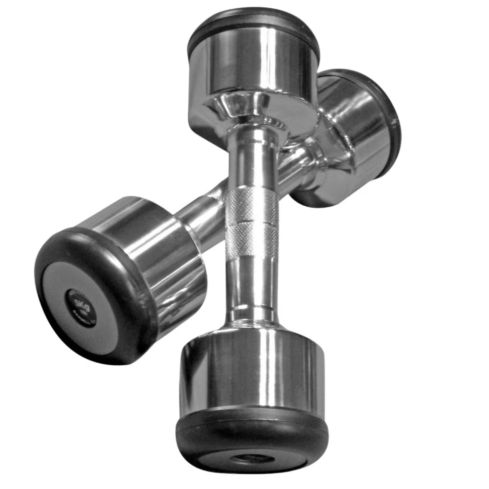 Premium Designa Bells Dumbbells with a sleek chrome finish and rubber-coated ends for enhanced durability. Ideal for health and fitness workouts. Available at www.waiteandsea.com.au.