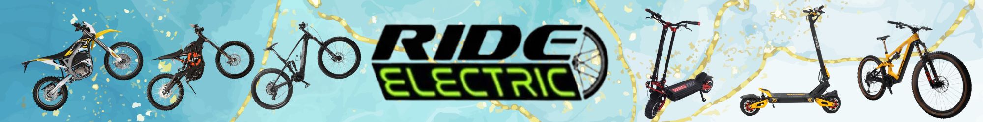 Ride Electric banner featuring high-performance electric bikes, e-scooters, and e-motorbikes. Showcasing cutting-edge electric mobility solutions for adventure, commuting, and off-road riding. Explore the best e-rides at www.waiteandsea.com.au.