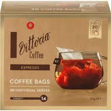 Vittoria Espresso Coffee Bags – 20 individual serves of 100% Arabica espresso coffee, offering the convenience of tea bags with rich, full-bodied espresso flavour. Available at www.waiteandsea.com.au.