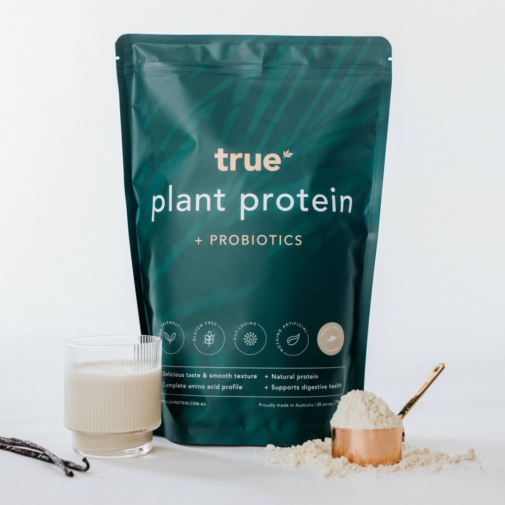 True Plant Protein + Probiotics – a premium, plant-based protein powder designed for health and fitness, featuring natural ingredients and digestive support. Available at www.waiteandsea.com.au.