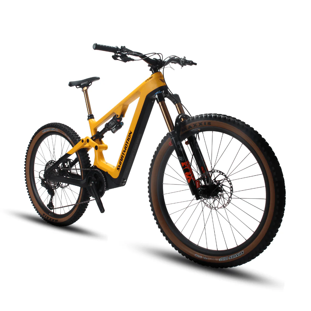 Smartmotion Xplore Mountain Bike in yellow – a high-performance electric mountain bike (e-MTB) designed for off-road adventures and rugged terrain. Featuring full suspension, powerful motor, and long-range battery. Available now at www.waiteandsea.com.au.